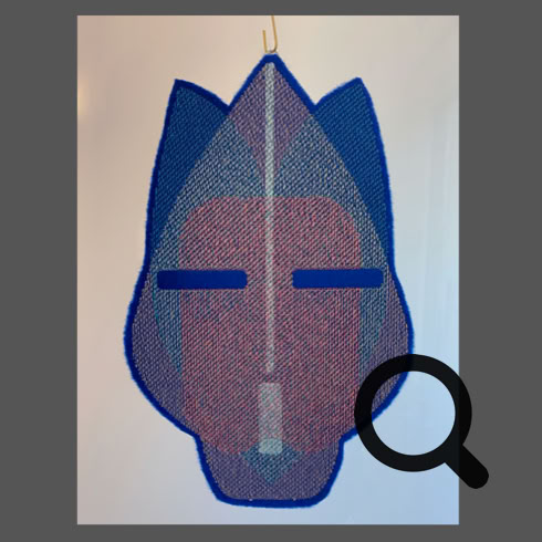 Wandschmuck   Gesicht auf Filz gestickt
