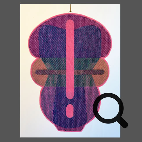 Wandschmuck   Gesicht auf Filz gestickt
